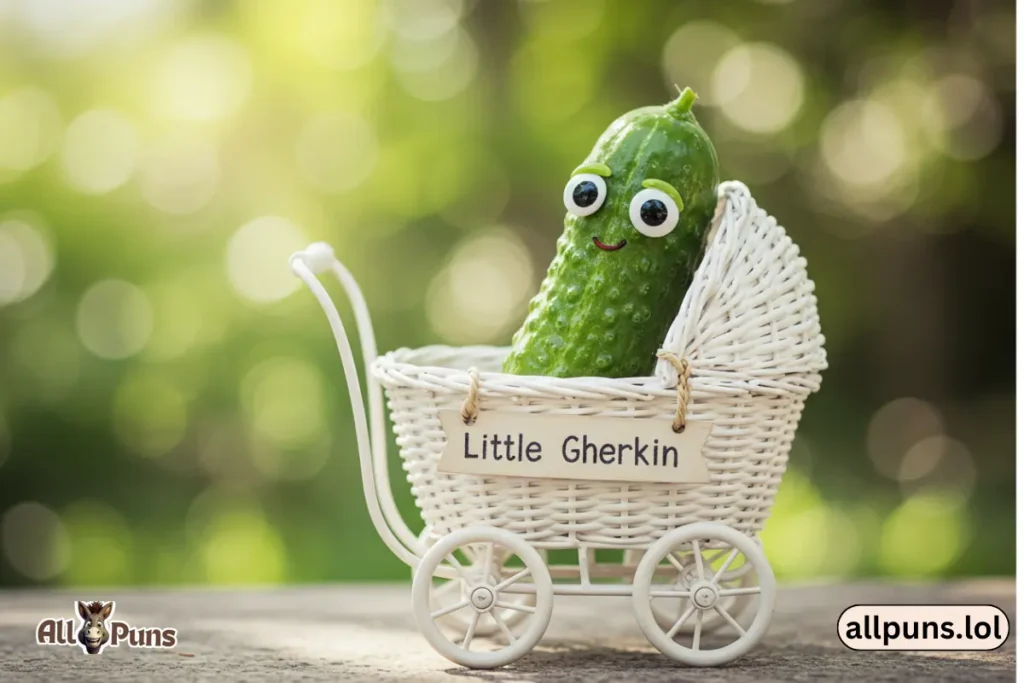 150+ Pickle Puns & Jokes That’ll Make You Relish the Laughs Pickle stuck inside a jar with “Life’s a little jarring.”