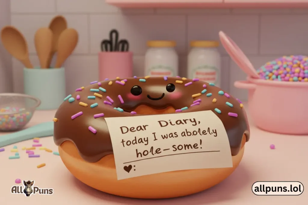 A donut's diary entry: "Dear Diary, today I was absolutely hole-some"