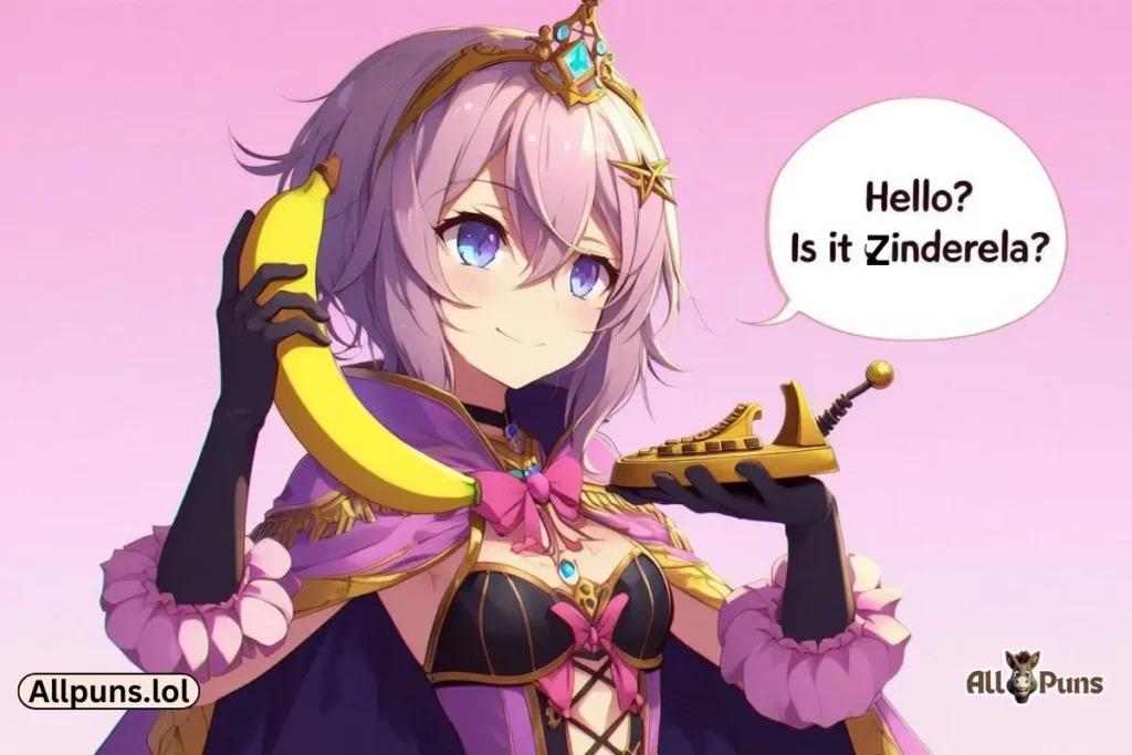 Zyn Puns That’ll Keep You Smiling All Day Long A Zyn character holding a banana as a phone, saying: "Hello? Is it Zyn-derella?